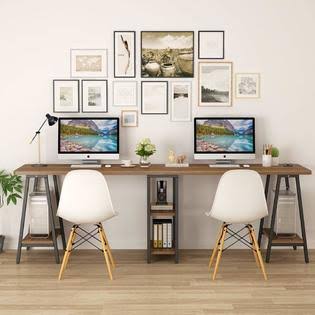 94.5 Inches Extra Long Computer Desk with Storage Shelf V937