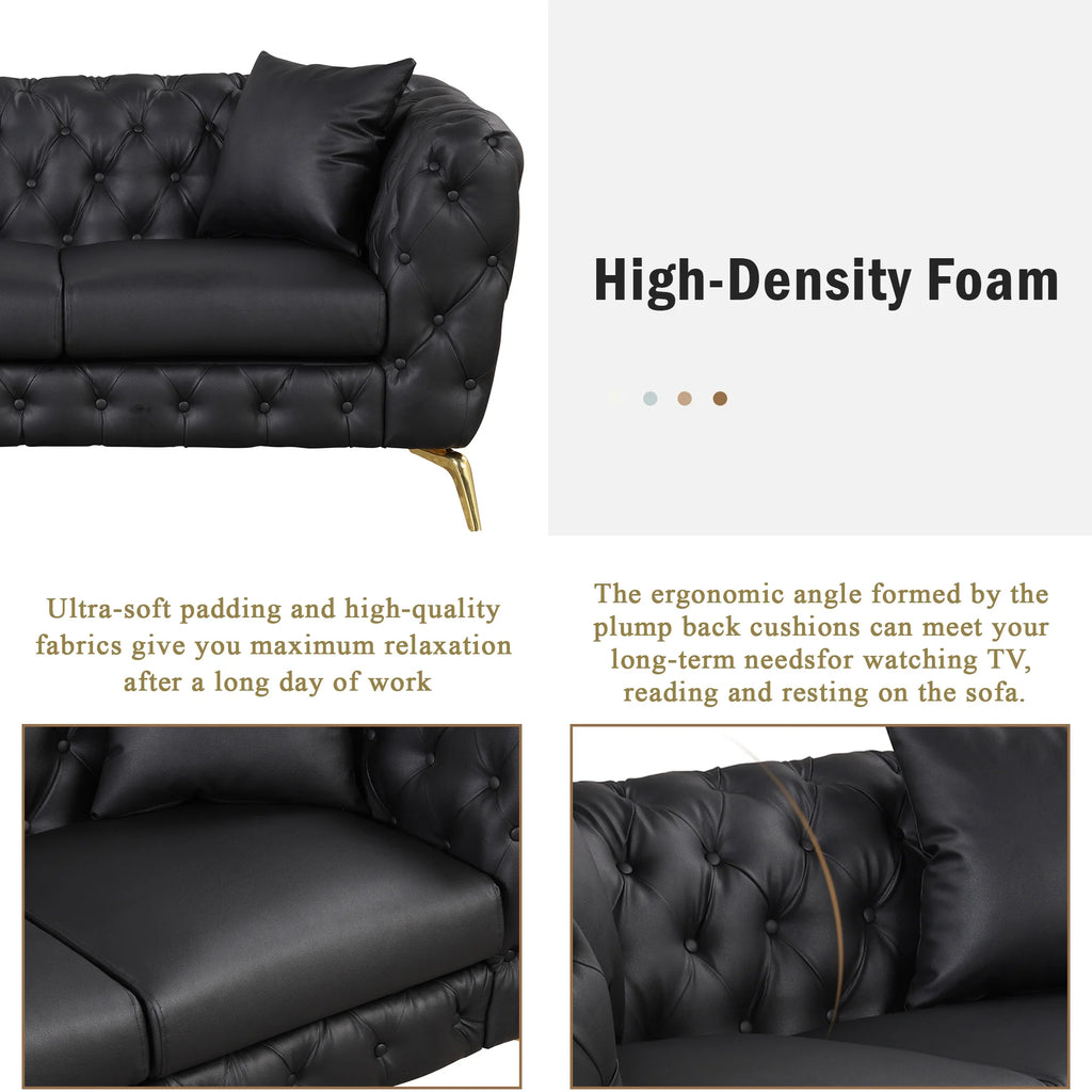 Black PU Upholstered Sofa with Metal Legs S899659