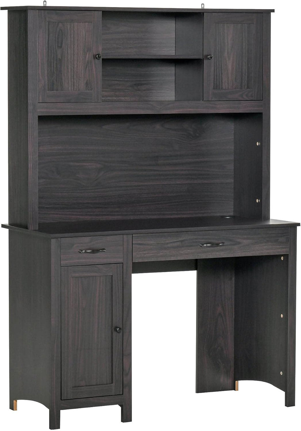 White Computer Desk with Hutch and Storage Shelves Drawers Cabinets A552