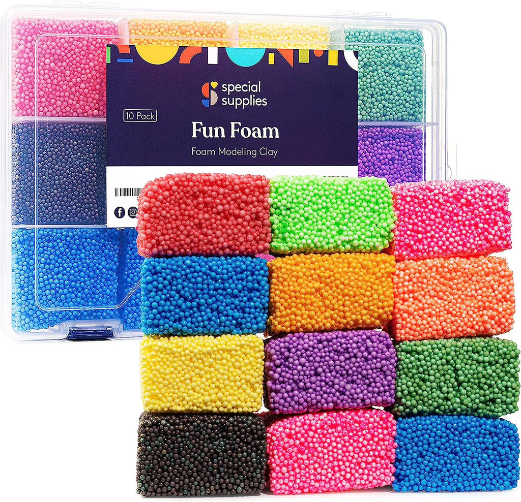 Fun Foam Modeling Foam Beads Play Kit, 12 Blocks Educational Clay for Arts Crafts Kindergarten Toys N76786