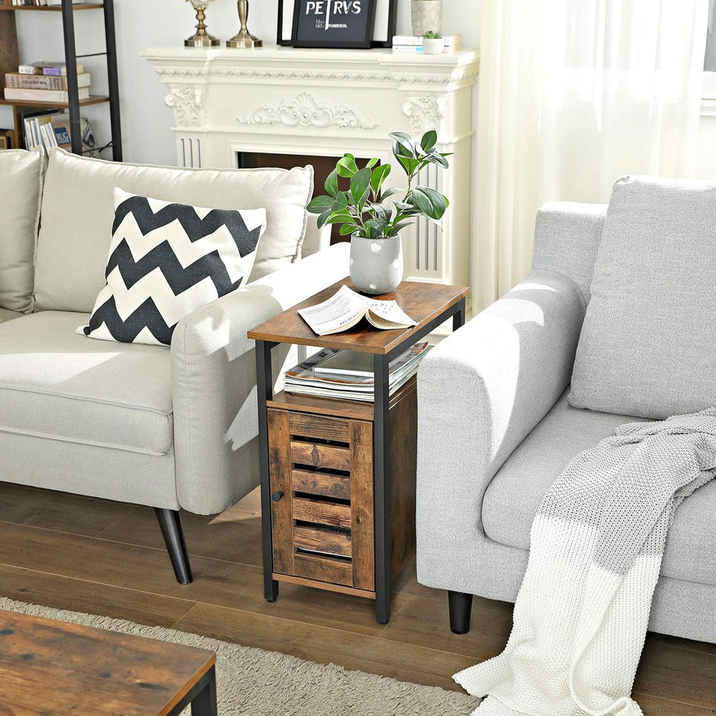 Rustic Brown Side Table with Storage Shelf I3907