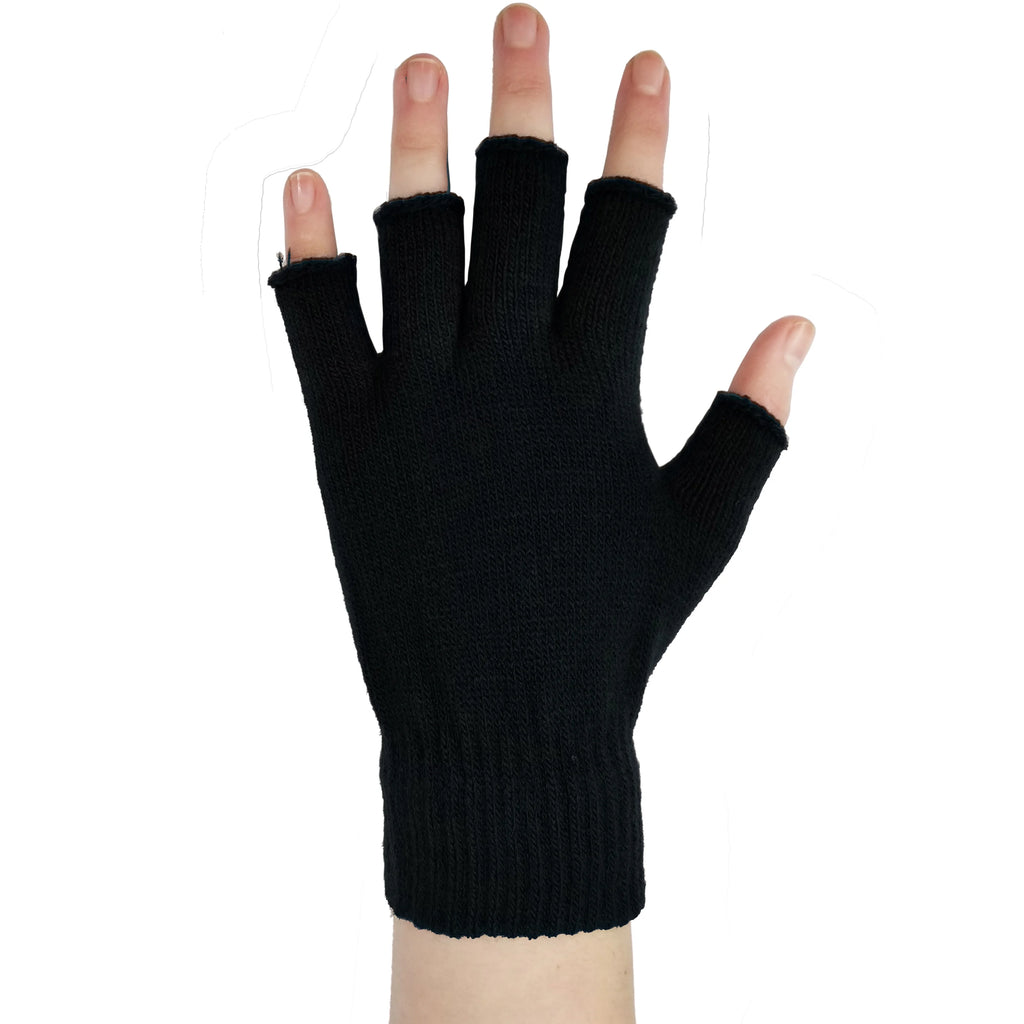 12 Pairs Black Knit Touchscreen Fingerless Gloves V6614