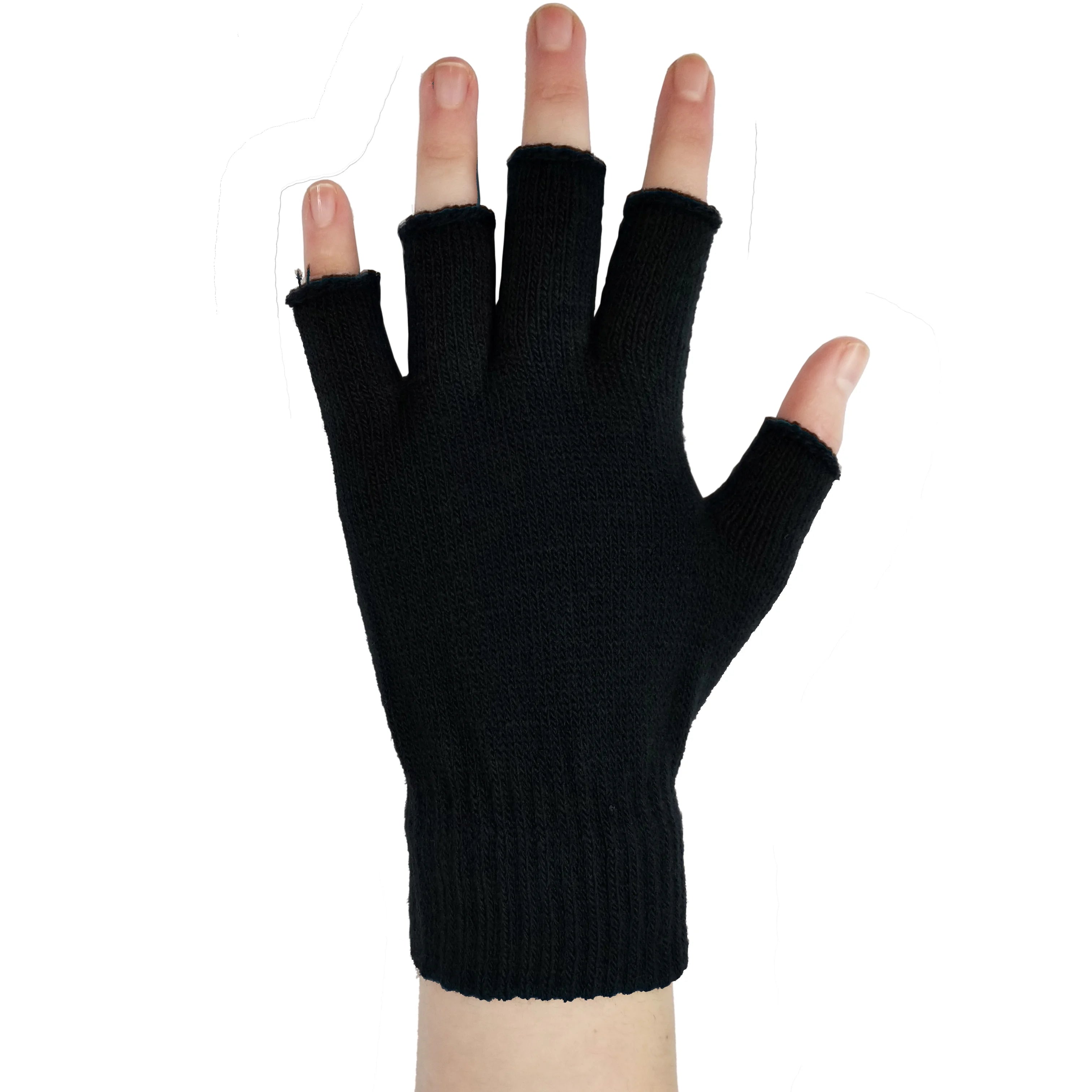 12 Pairs Black Knit Touchscreen Fingerless Gloves V6614