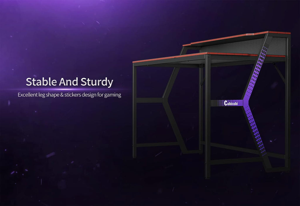 Carbon Fiber Surface Gaming Desk with Monitor Stand J473125