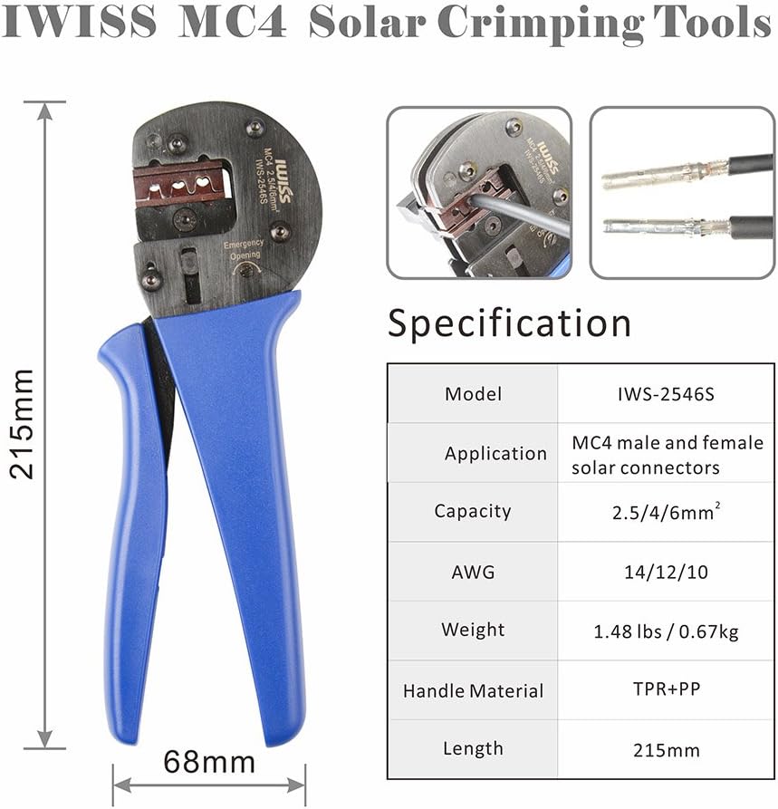 Solar Crimping Tool Kit with Wire Cutter, Wire Stripper and Solar Connector Spanners Pack of 2 O9431