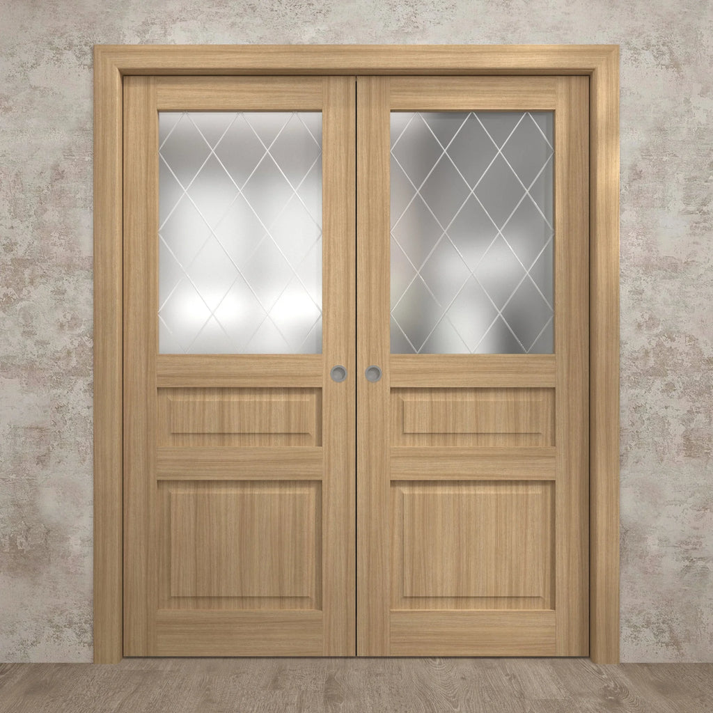 Sliding French Double Pocket Doors 36 x 84 inches Solid Wood B382344