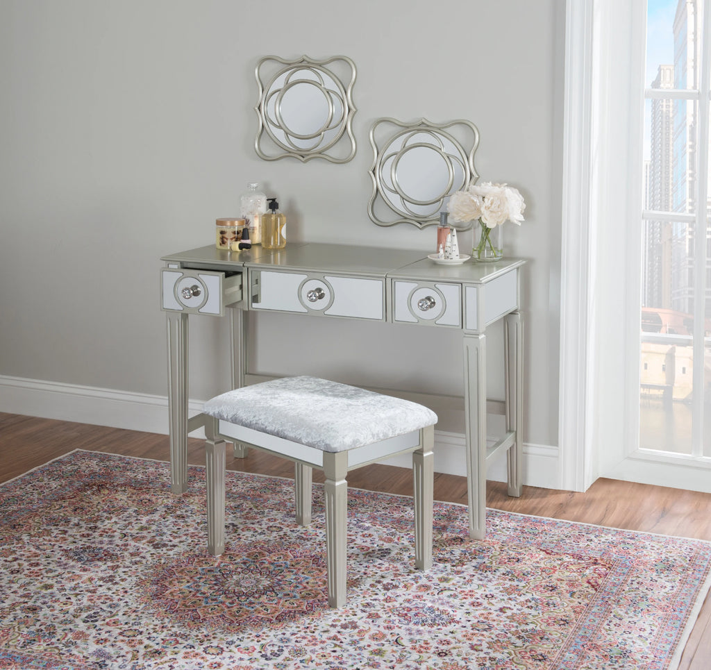 2-Piece Vanity Set with Flip-Top Mirror and Bench T807462