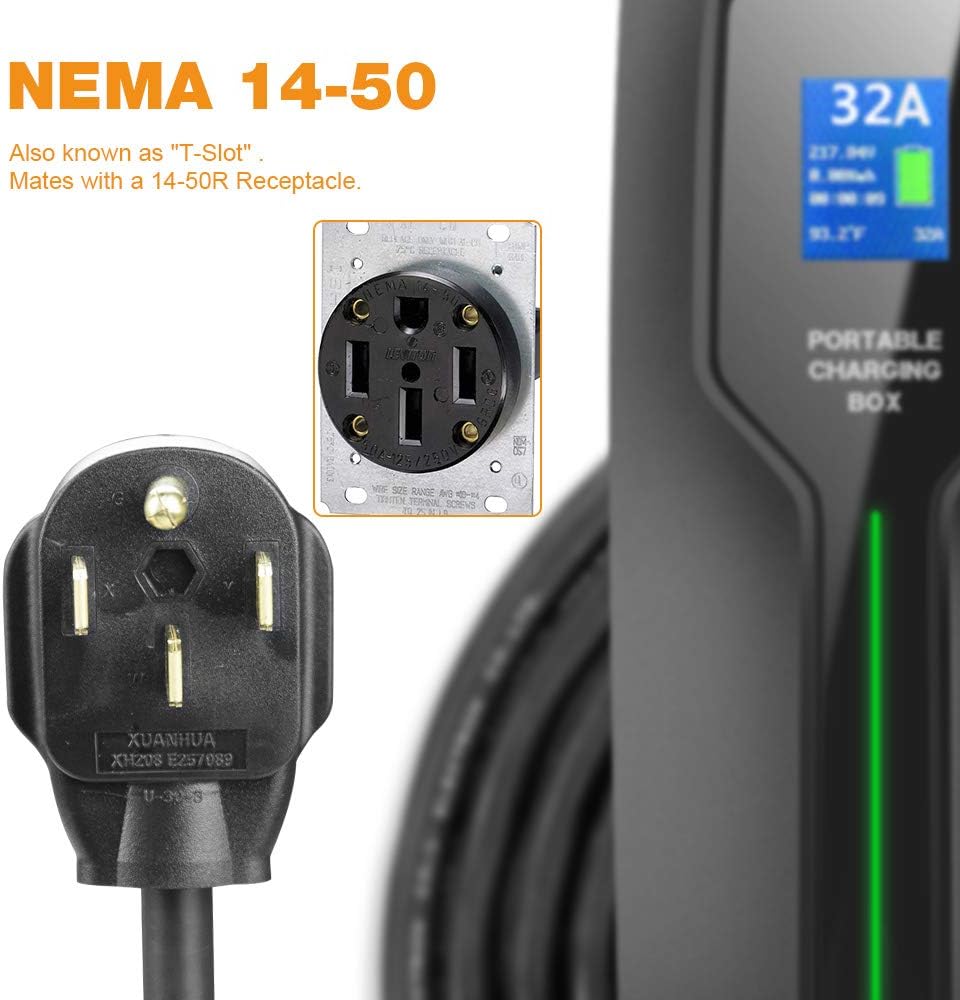 32 Amp Level 2 Portable EV Charger with NEMA14-50 S410