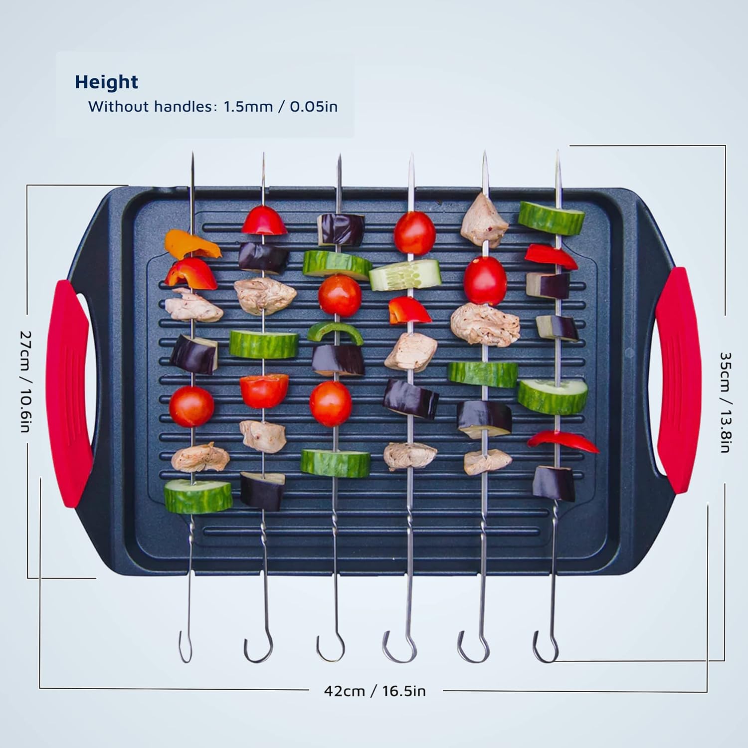 Cast Aluminium Griddle Plate with 6 Stainless Steel Skewers J500