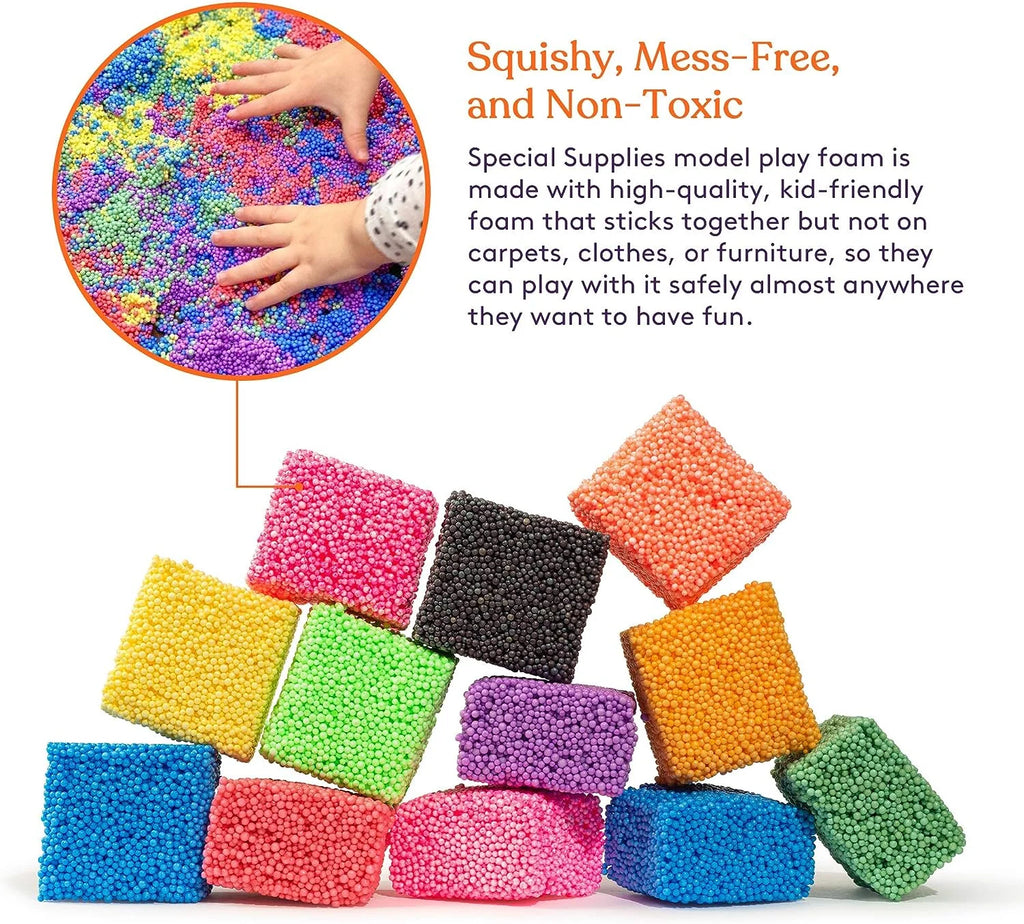 Fun Foam Modeling Foam Beads Play Kit, 12 Blocks Educational Clay for Arts Crafts Kindergarten Toys N76786