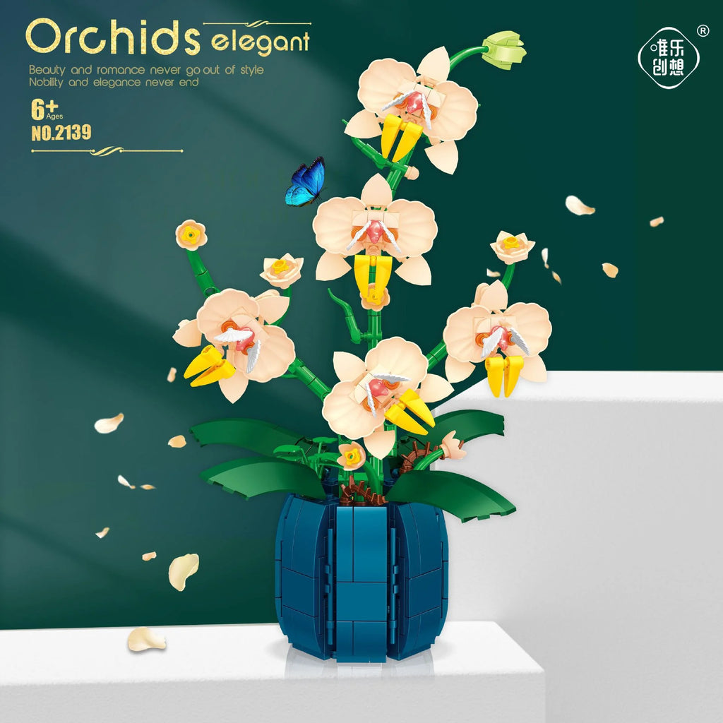 Orchid Flower Bouquet Building Blocks Kit 606 Pcs C96385
