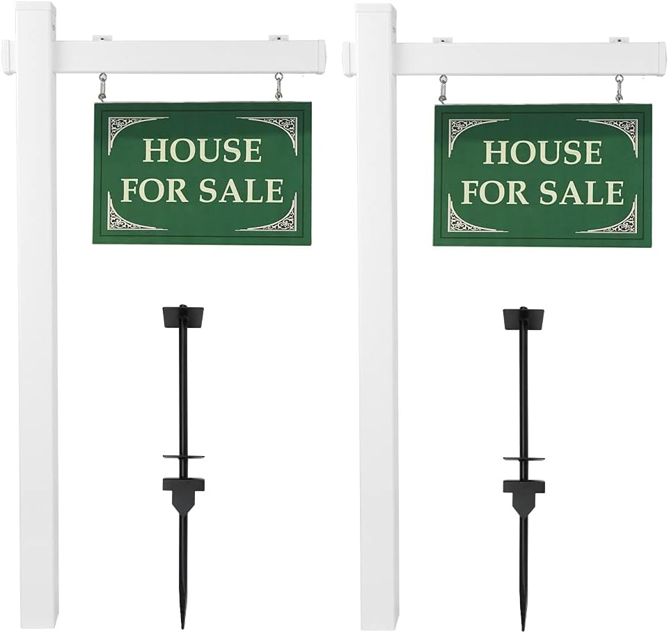 6' Vinyl PVC Real Estate Sign Post with 36" Arm, White D509967