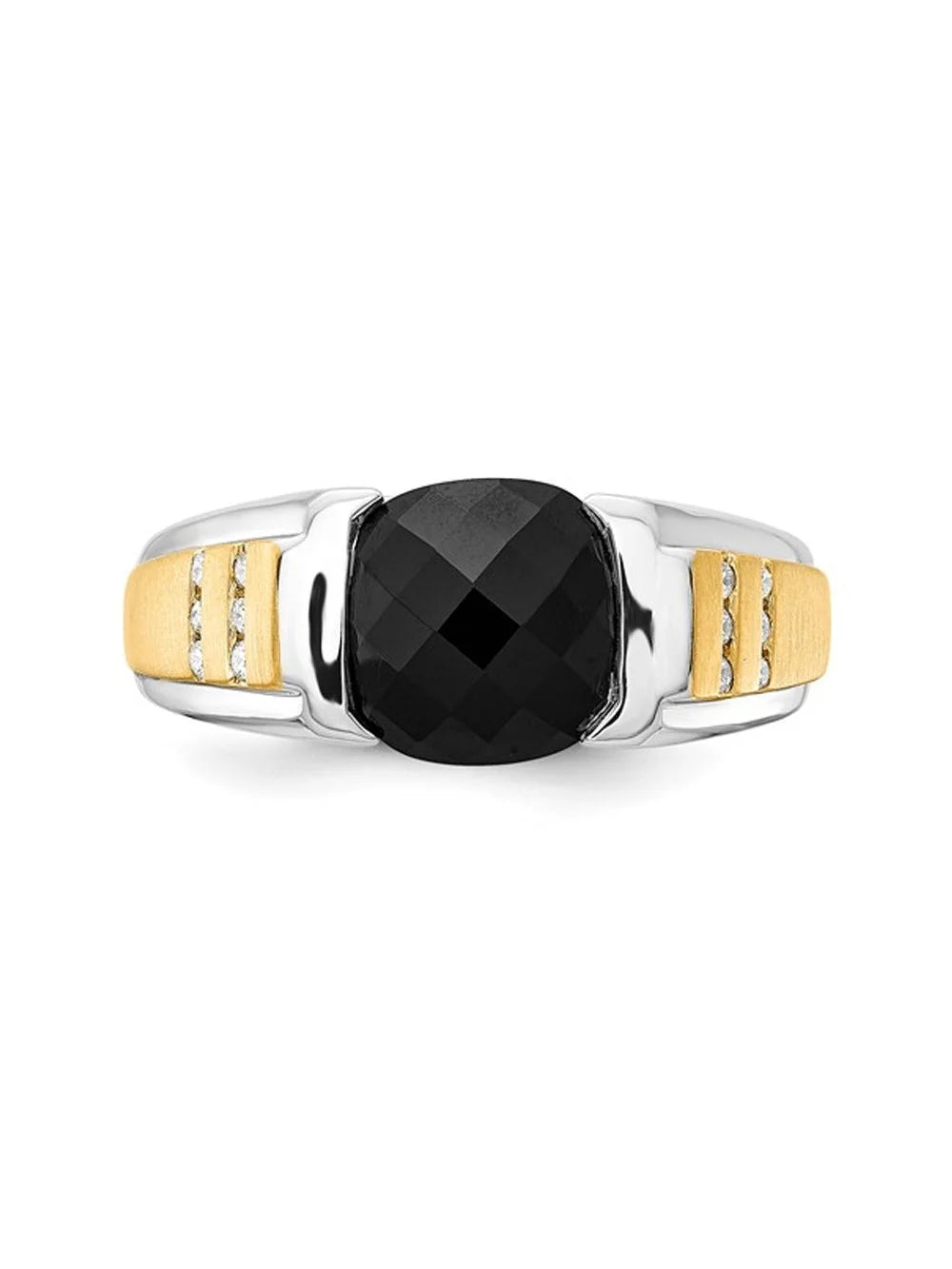 Black Onyx Ring with Diamonds in Sterling Silver Z214