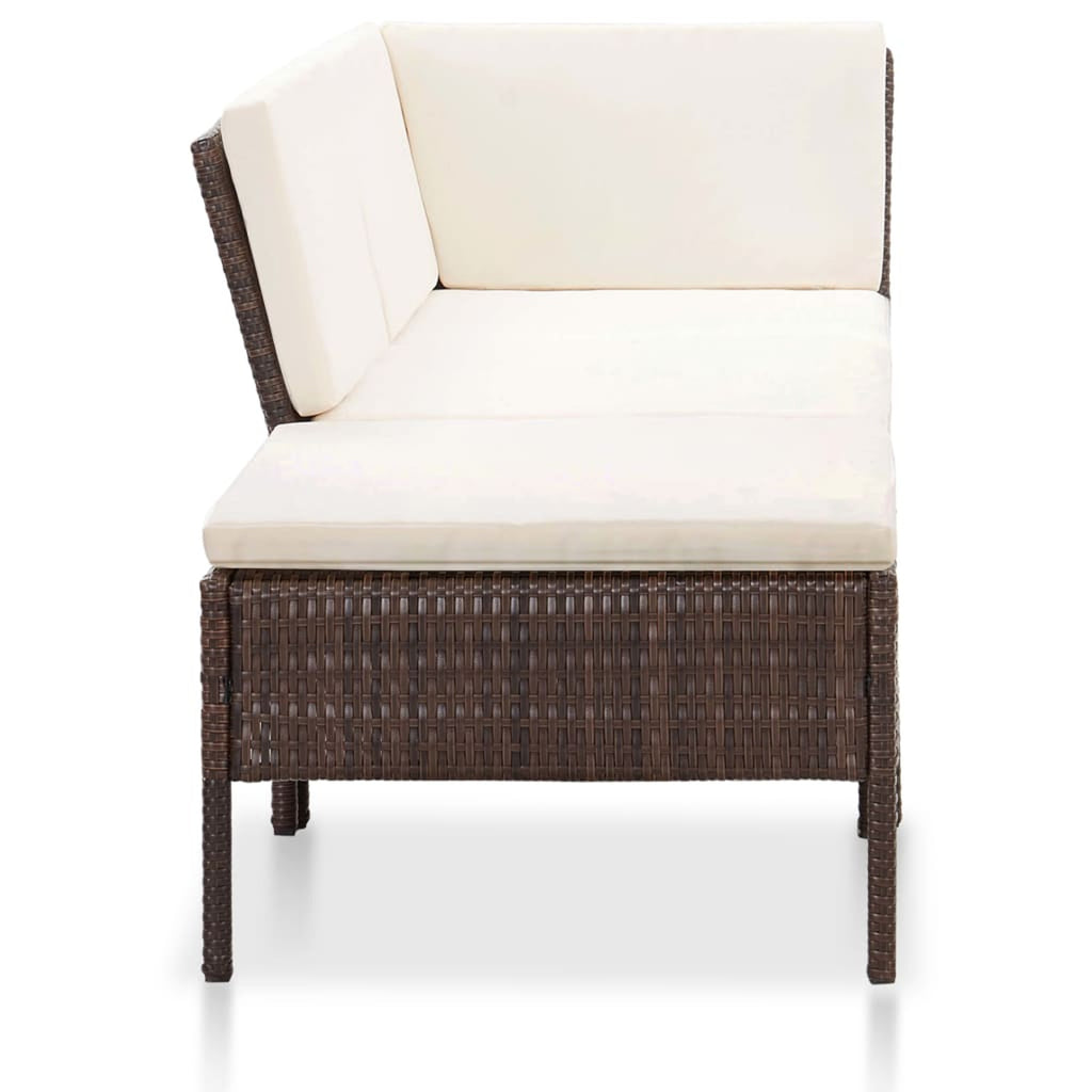 3 Piece Poly Rattan Patio Conversation Sofa Set with Ottoman M877061