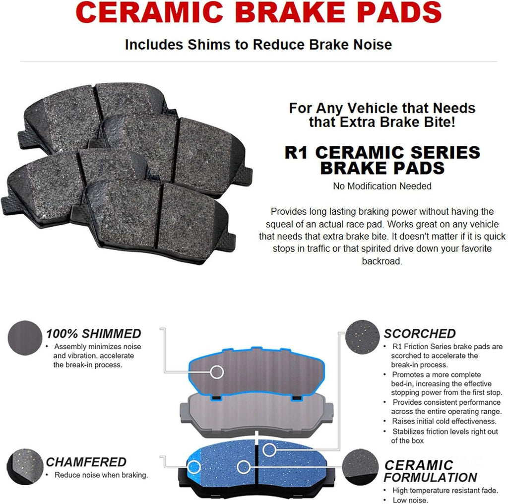 R1 Concepts eLine Replacement Brake Rotors Kit & Semi-Met Brake Pads I9987
