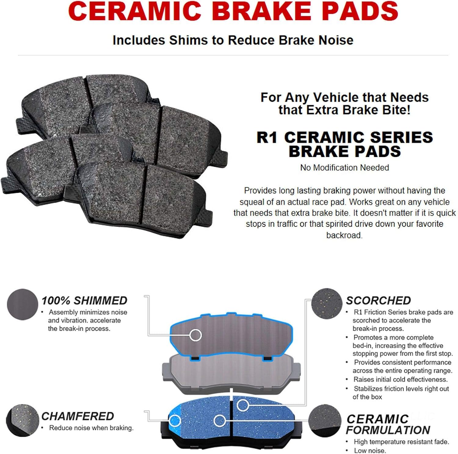 R1 Concepts eLine Replacement Brake Rotors Kit & Semi-Met Brake Pads I9987