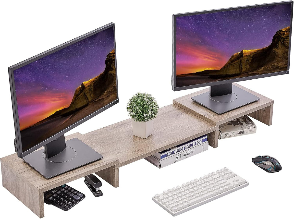 White Pack of 2 Monitor Stand Riser B84191