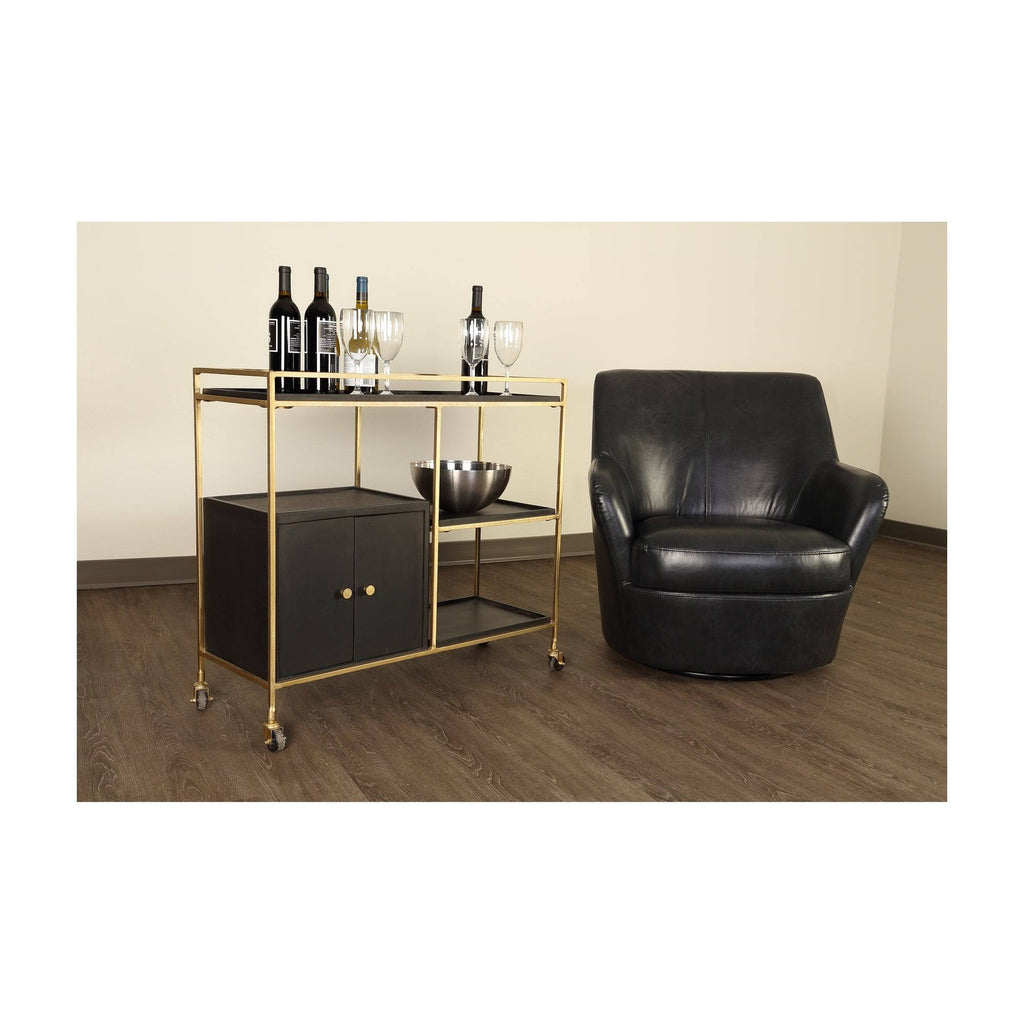 Black 3 Shelf 2 Door Cabinet Bar Cart A1408