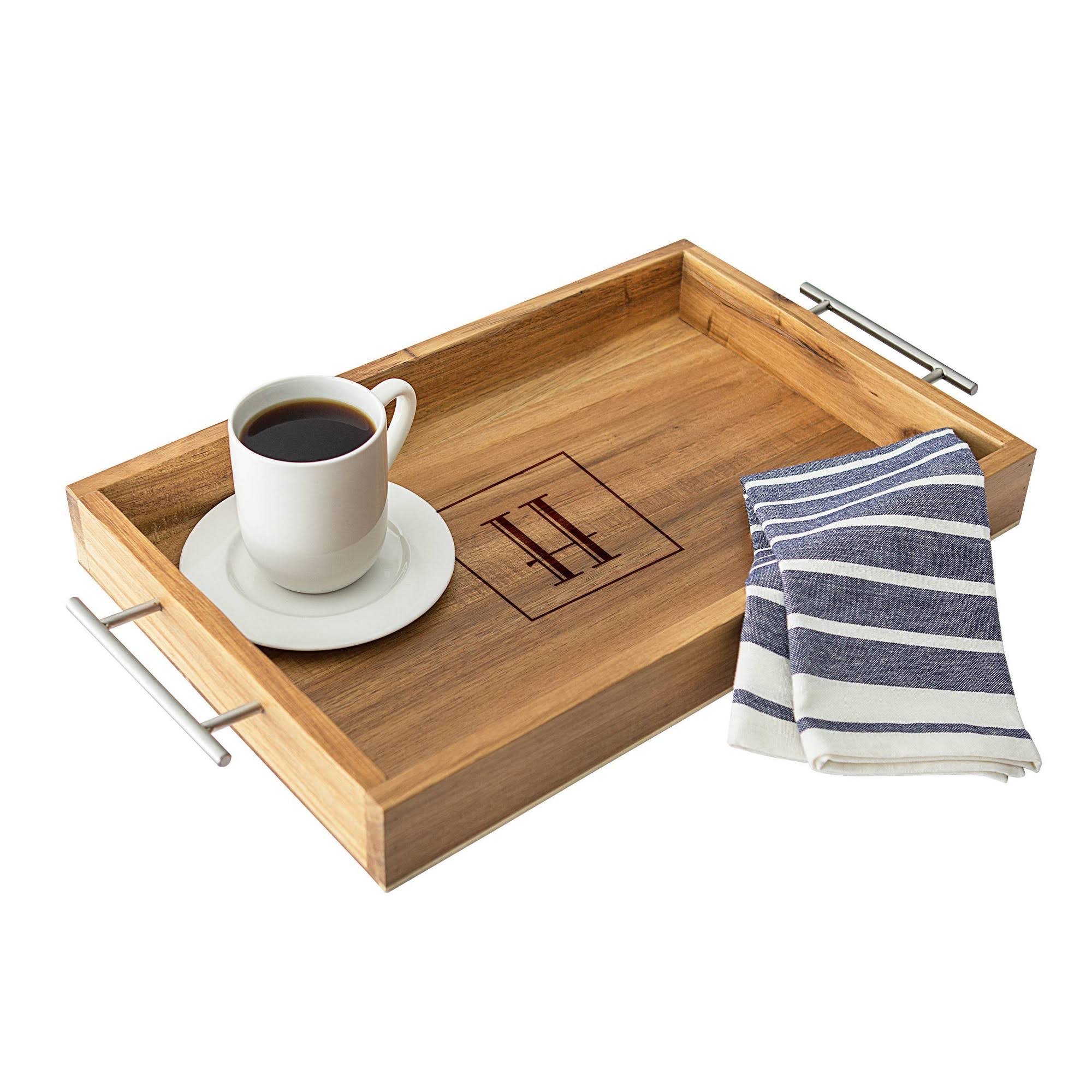 Acacia Tray with Metal Handles Y5050