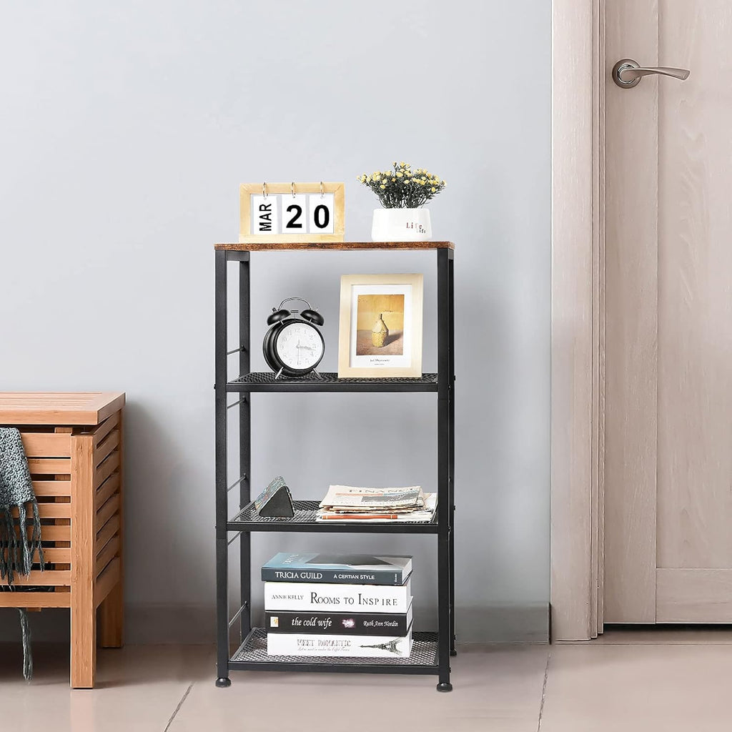 4-Tier Industrial Wood Serving Cart with Wheels Y545307