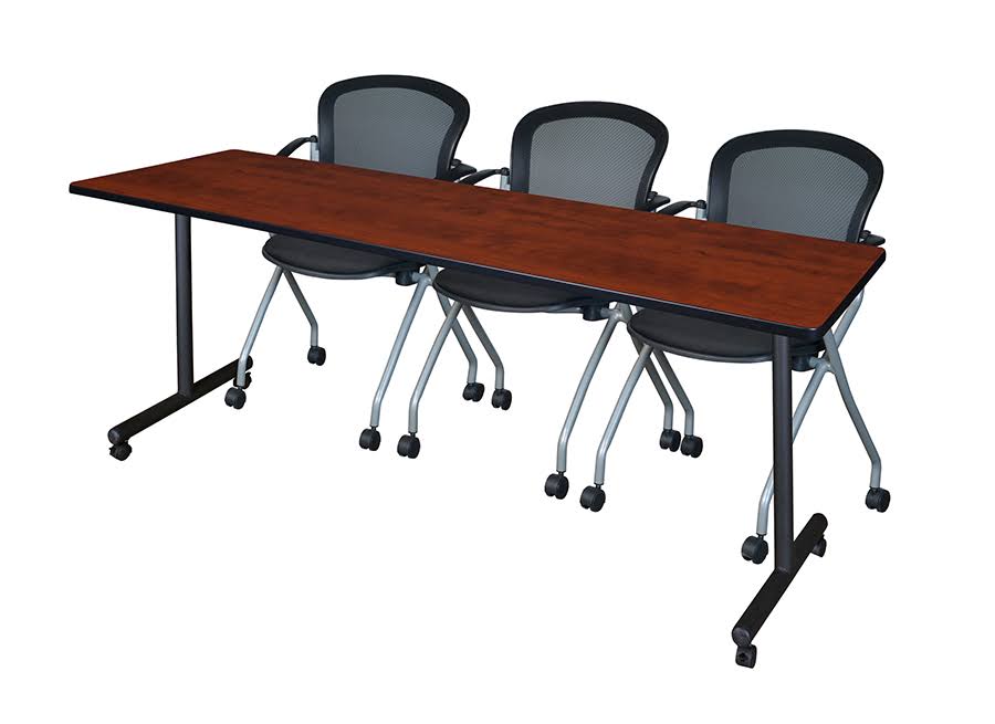 Maple Mobile Training Table with 2 Black Cadence Chairs N22599