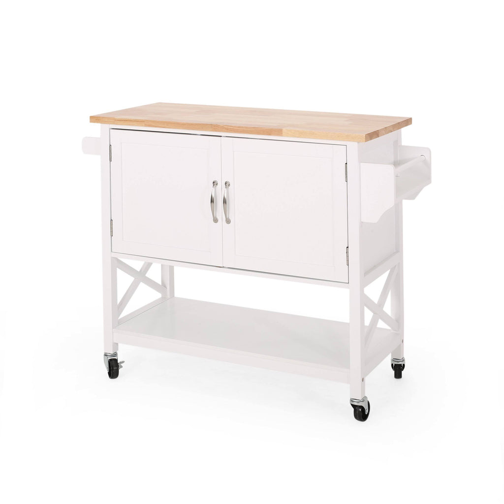 Gray Farmhouse Kitchen Cart with Wheels M223212