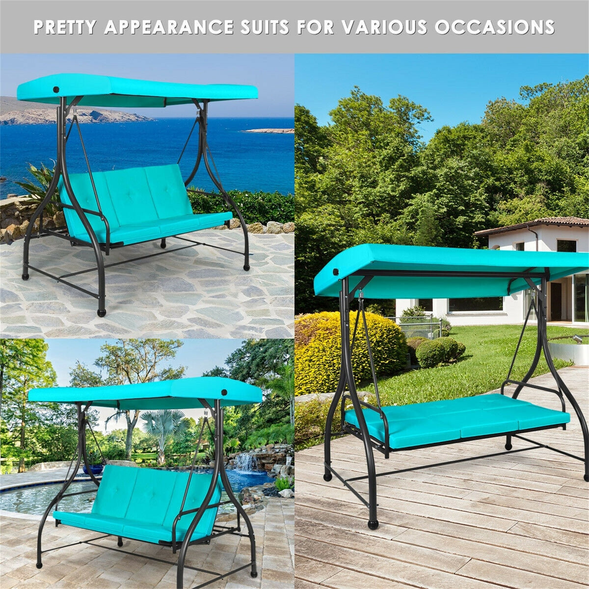 Black Patio Swing Canopy Hammock Glider R901