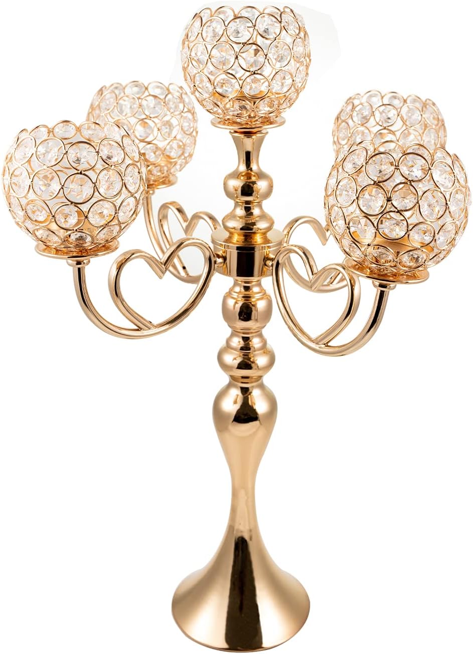 Gold Crystal Candle Holders, Pack of 2 W58458