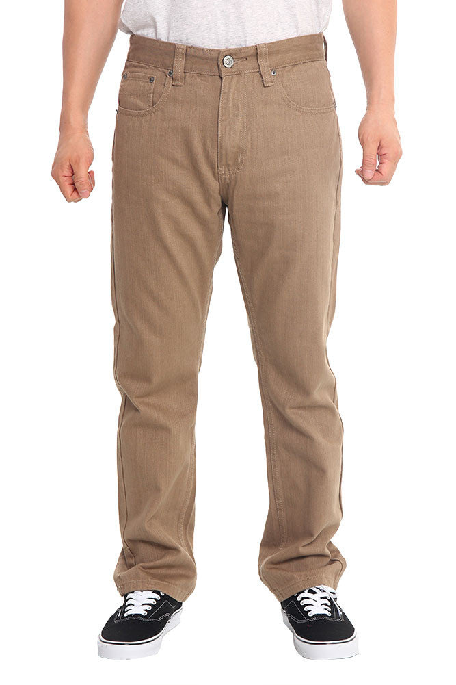 Men's Straight Fit Colored Denim Jeans (Dark Khaki)