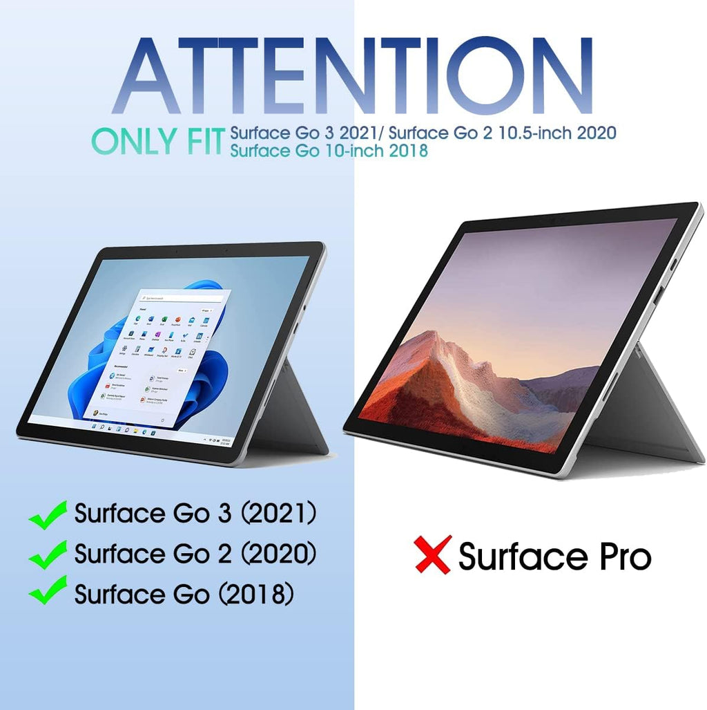Backlit Keyboard Case for Surface Go 3 / Surface Go 2 / Surface Go Tablet, 7 Colors Backlight Magnetic Detachable Wireless Keyboard with PU Cover Case Pack of 2 J903891