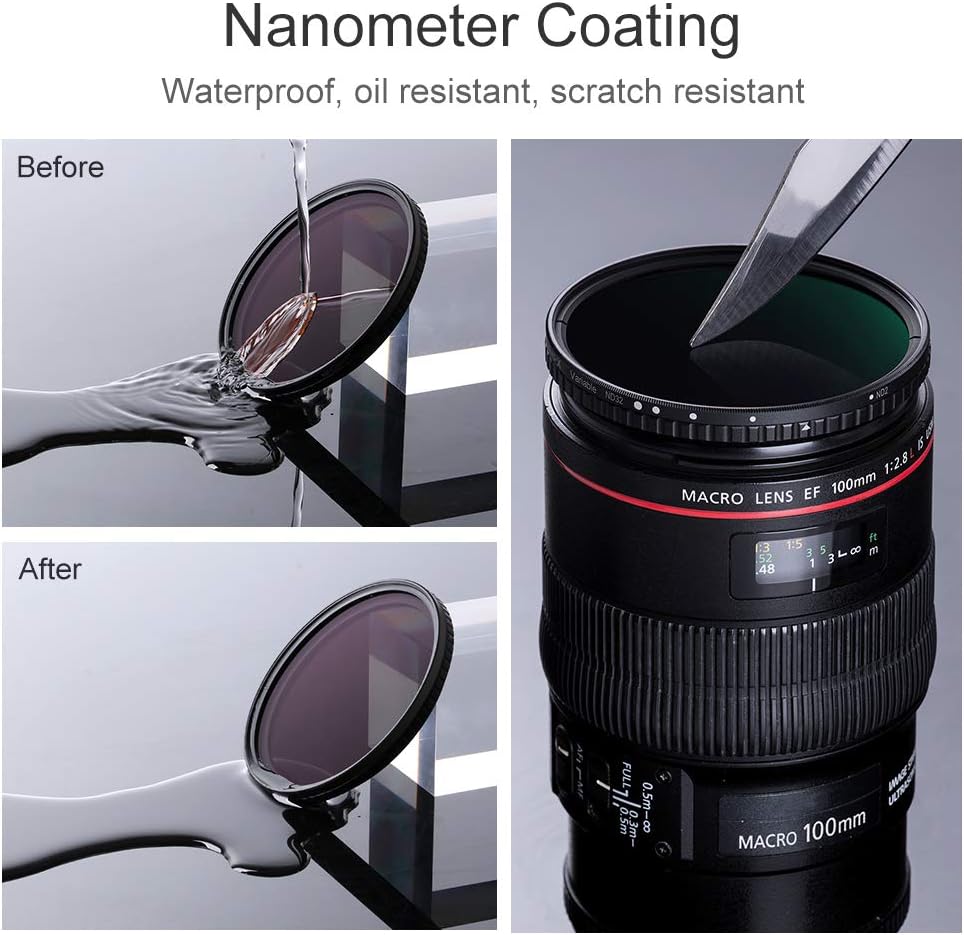 46mm Variable ND Filter ND2-ND32 Camera Lens Filter with 28 Multi-Layer Coatings Pack of 2 B8152