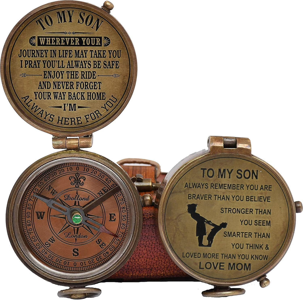 Antique Brass Compass with Case A697