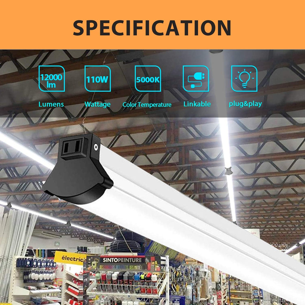 8FT 110W 12000 Lumen 5000K LED Shop Light, 4 Pack Z79535