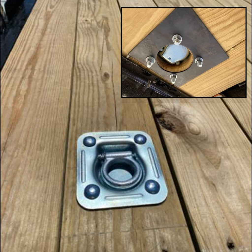 Four Recessed Tie-Down D-Rings with Mounting Lock Plate and Bolting Hardware P8368