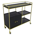 Black 3 Shelf 2 Door Cabinet Bar Cart A1408
