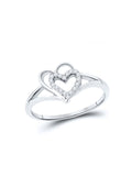 10kt White Gold Diamond Double Nested Heart Ring 1/8 Cttw Z2604