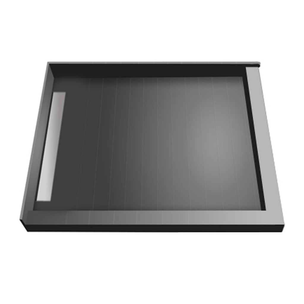 Trench Shower Pan with Left Drain and Right Dual Curb B37938