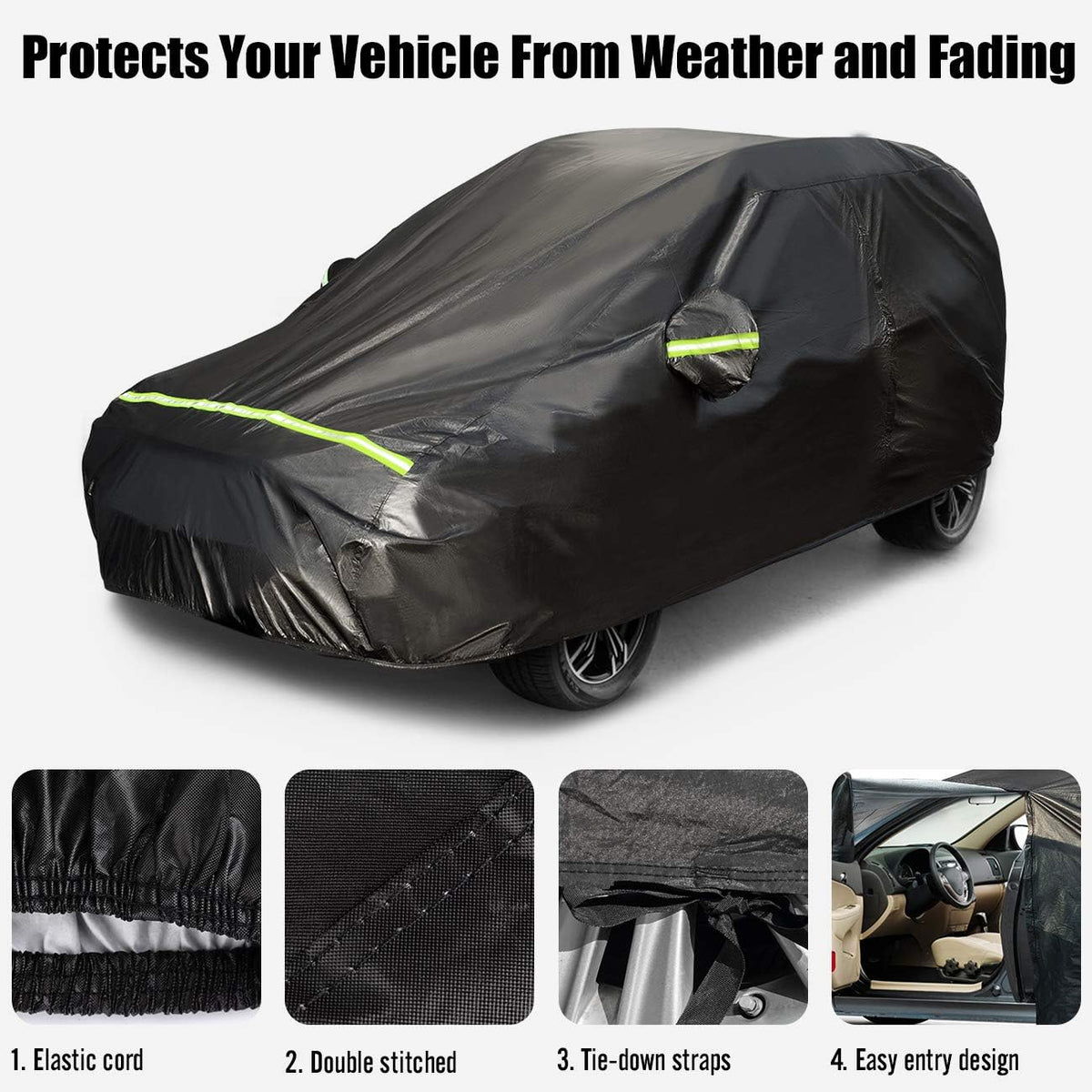 SUV Car Cover 5 Layer Waterproof Windproof Scratch Resistant Pack of 2 P16535