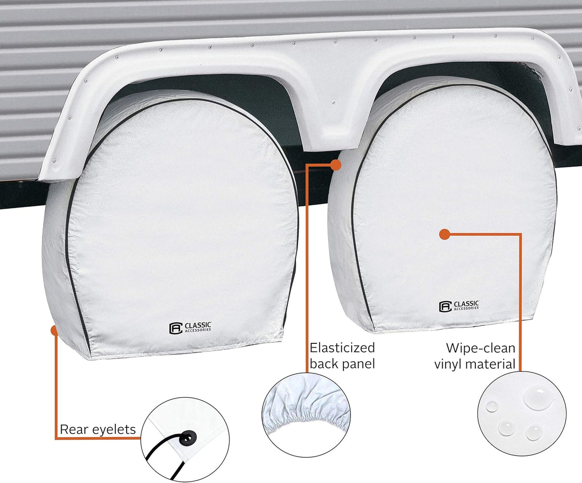 White RV & Trailer Wheel Cover, 4-Pack, For 18" - 21" diameter tires Q553