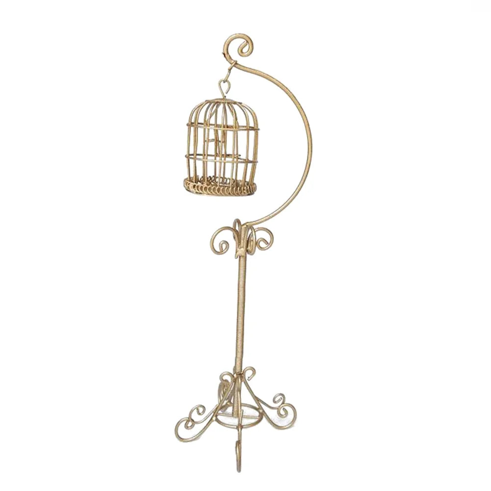 1:12 Metal Bird Cage Dollhouse Decoration Y33084