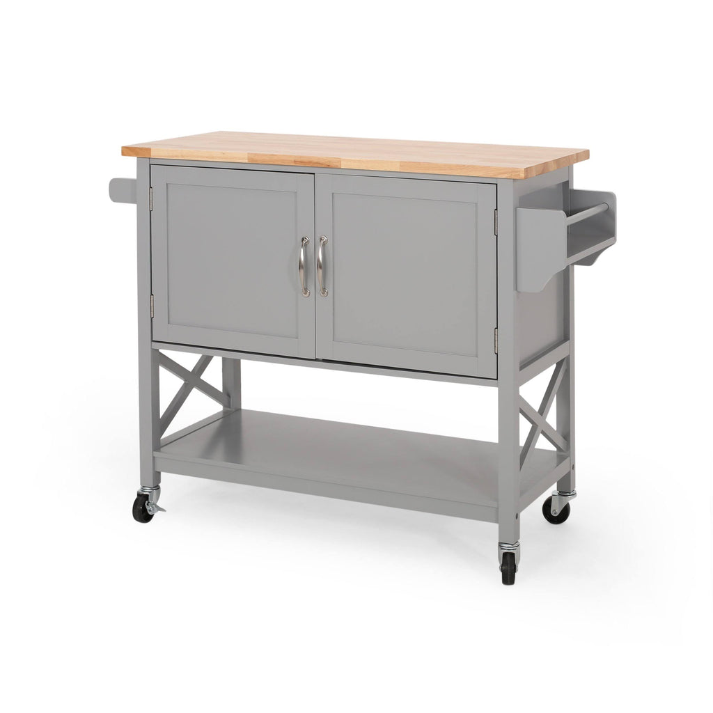 Gray Farmhouse Kitchen Cart with Wheels M223212