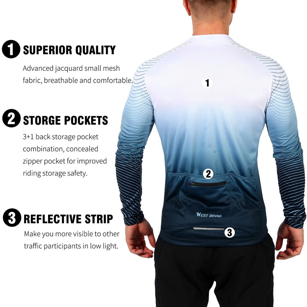 White Long-Sleeved Cycling Jersey J21203