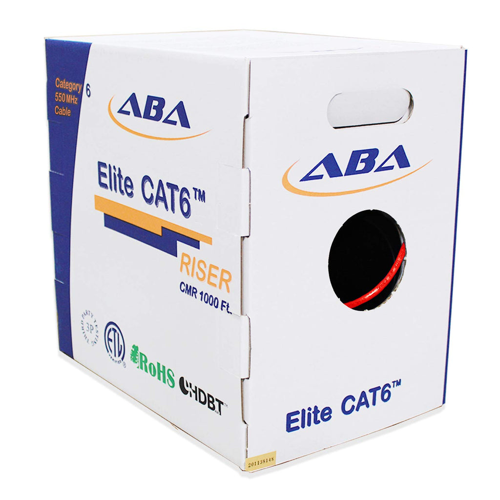 Cat6 Riser Ethernet Cable 1000ft White Unshielded Twisted Pair 23AWG Solid Bare Copper Bulk W47284