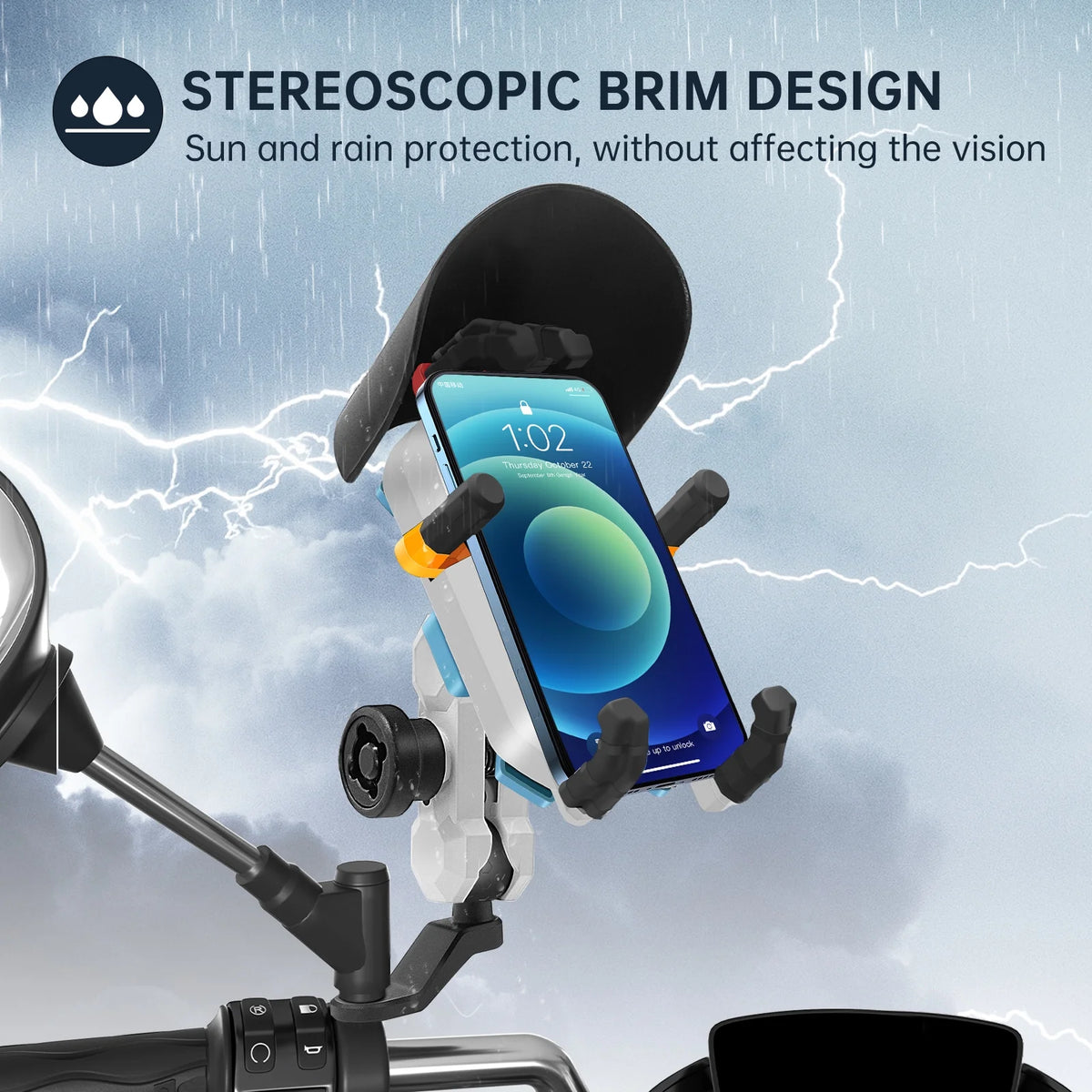 Waterproof Motorcycle Phone Mount Holder with 360° Rotation Z93755