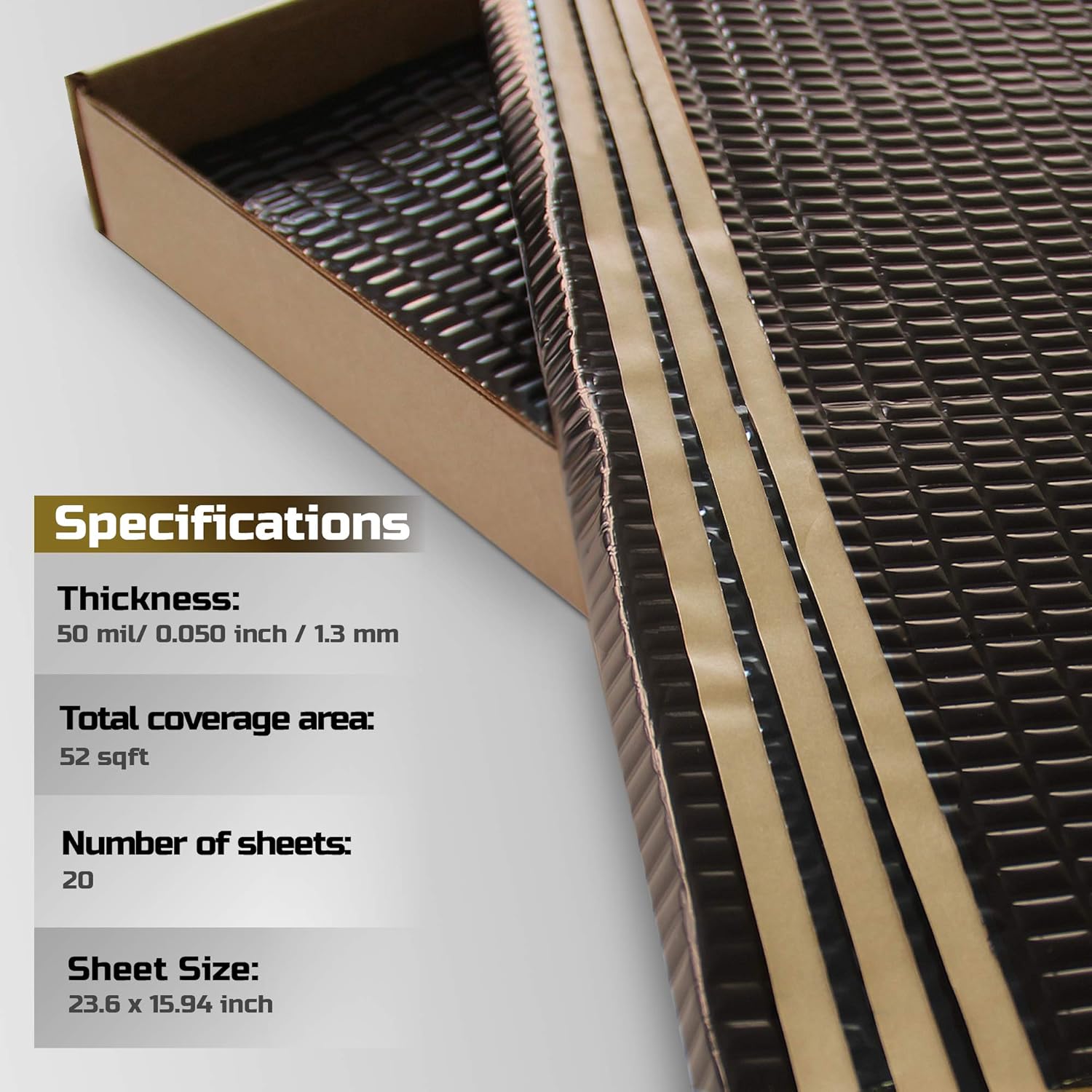 Black 50 mil 52 sqft Sound Deadening Mat F5267