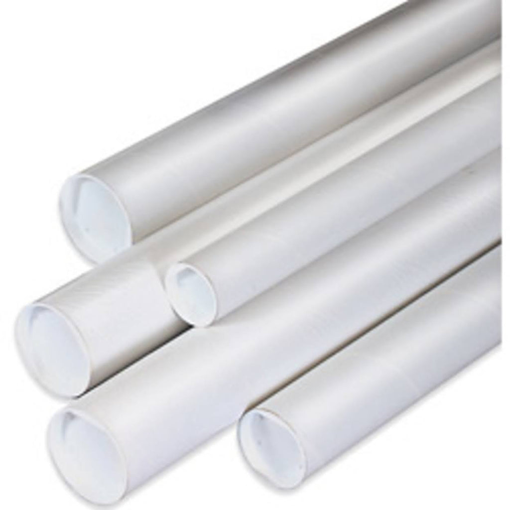 Mailing Tubes with Caps 2x22 x 15x22 White 50/Case R14309