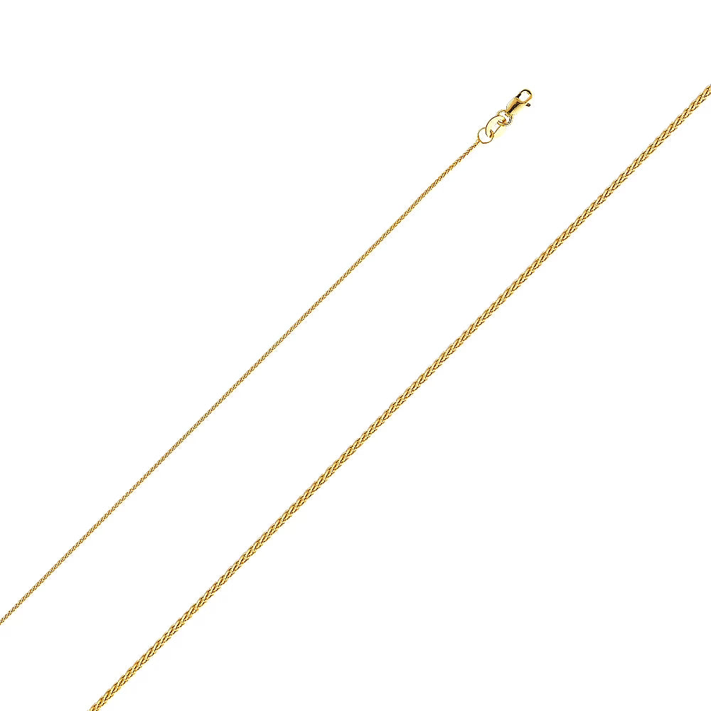 14k Yellow Gold Round Wheat Pendant Chain Necklace (18 inch) E354125