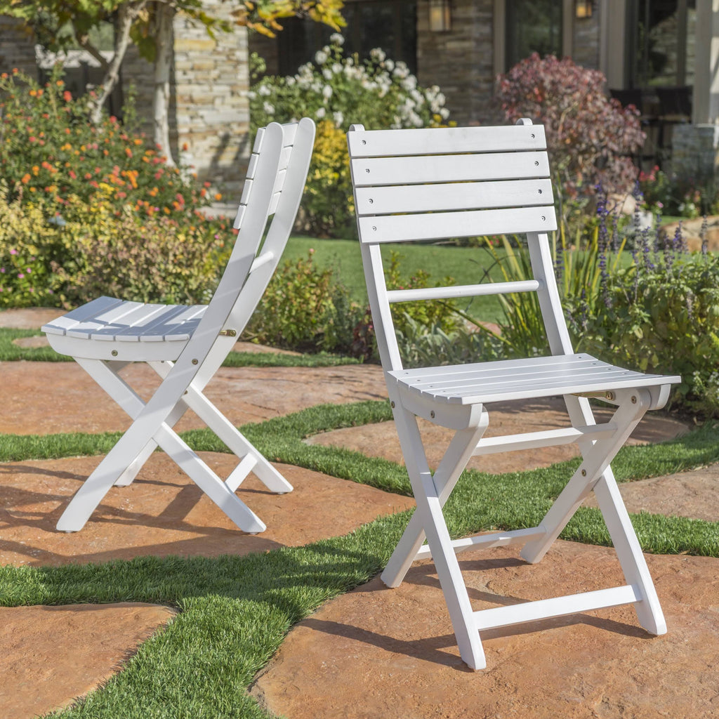 White Acacia Wood Folding Dining Chair Set of 2 P702