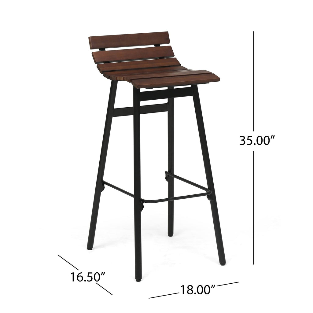 Set of 2 Wooden Barstool Dark Brown B34247