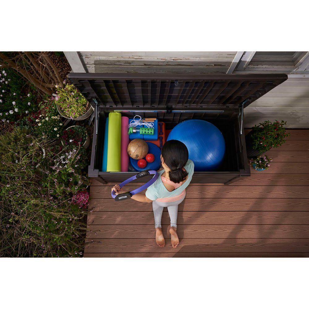 Brown 120 Gallon Outdoor Plastic Storage Deck Box X9257